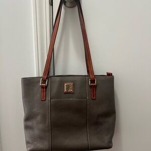 Dooney & Bourke Brown Leather Tote with Gold Hardware